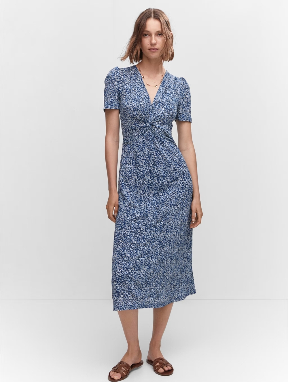 Mango Textured Printed Midi Dress, Size 8